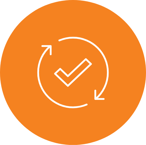 Ícone de marca de seleção e setas