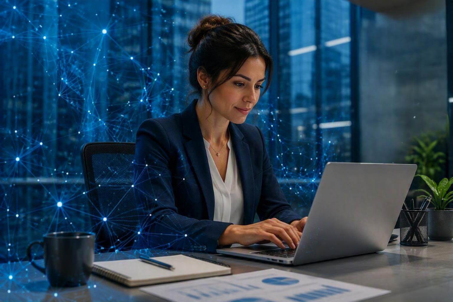 woman working using a laptop
